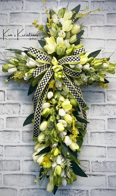 Yellow and White buy Tulip Cross, Memorial Cross, Graveside Decoration, Graveside Memorial, Mother’s Day Memorial, Mother’s Day Tulip Cross